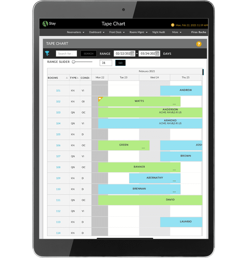 screenshot of Agilysys Stay